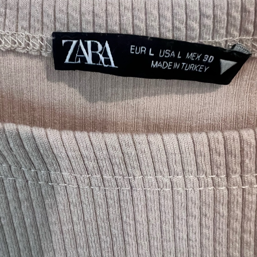 Zara Taupe Ribbed Long Sleeve Crop Top - Picture 4 of 5